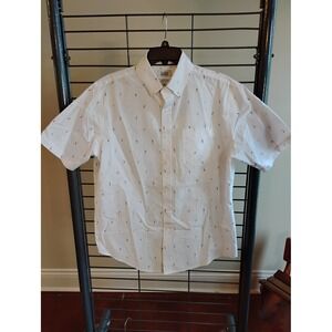 Croft & Barrow Mens White Cocktail Martini Print ShortSleeve Button Down Shirt M